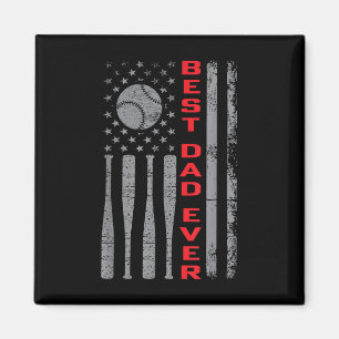 Best Dad Ever Baseball Fan With Vintage Usa Flag F Magnet
