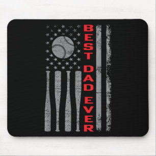 Best Dad Ever Baseball Fan With Vintage Usa Flag F Mouse Pad