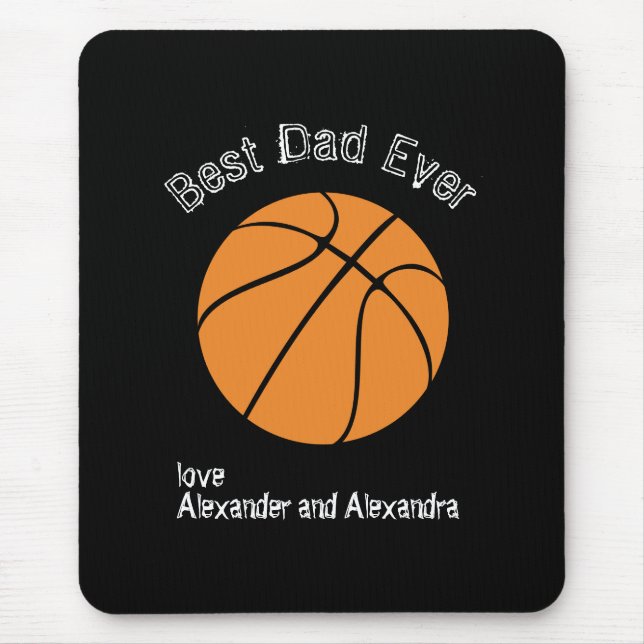 Best Dad Ever Basketball  Distressed text  Mouse Pad (Front)