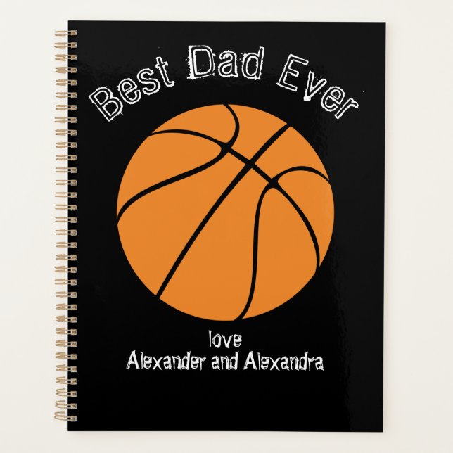 Best Dad Ever Basketball  Distressed text  Planner (Front)