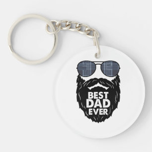 Best Dad ever; beard; bearded Dad; sunglasses; bla Key Ring