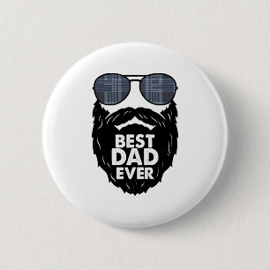 Best Dad ever beard bearded Dad sunglasses black 6 Cm Round Badge