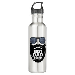 Best Dad ever beard bearded Dad sunglasses black 710 Ml Water Bottle