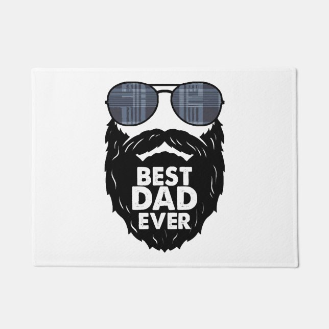 Best Dad ever beard bearded Dad sunglasses black Doormat (Front)