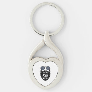 Best Dad ever beard bearded Dad sunglasses black Key Ring