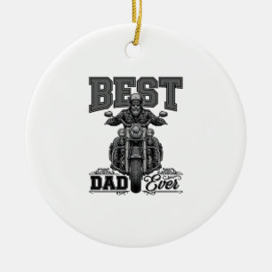 Best Dad Ever Biker Vintage Engraving T-Shirt_1 Ceramic Ornament