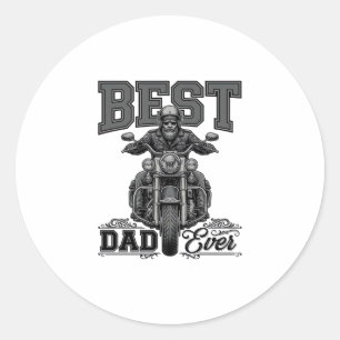 Best Dad Ever Biker Vintage Engraving T-Shirt_1 Classic Round Sticker
