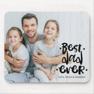 Best Dad Ever Black Custom Photo Gift From Kids  Mouse Pad