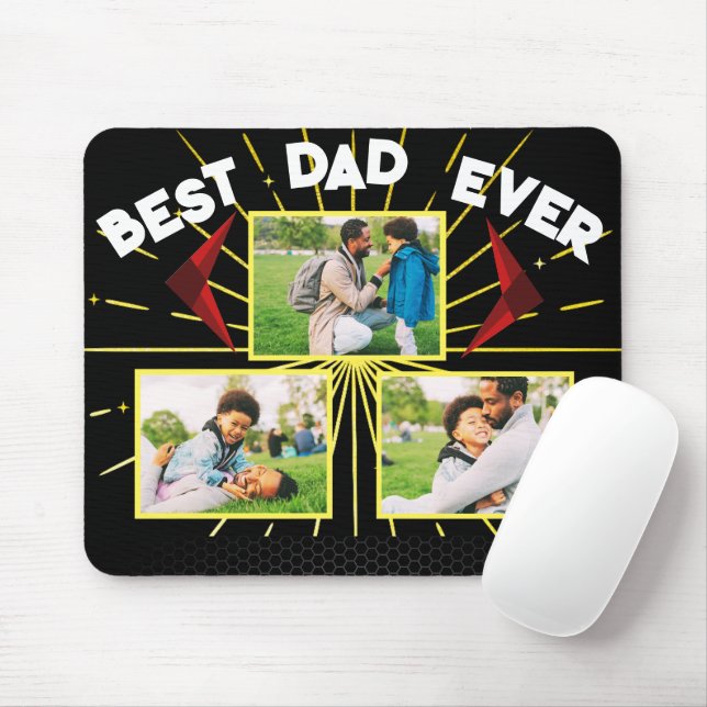 Best Dad Ever Black Family Photo Collage Keepsake Mouse Pad (With Mouse)
