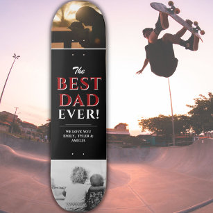 Best Dad Ever Black Father`s Day 2 Photo Collage Skateboard