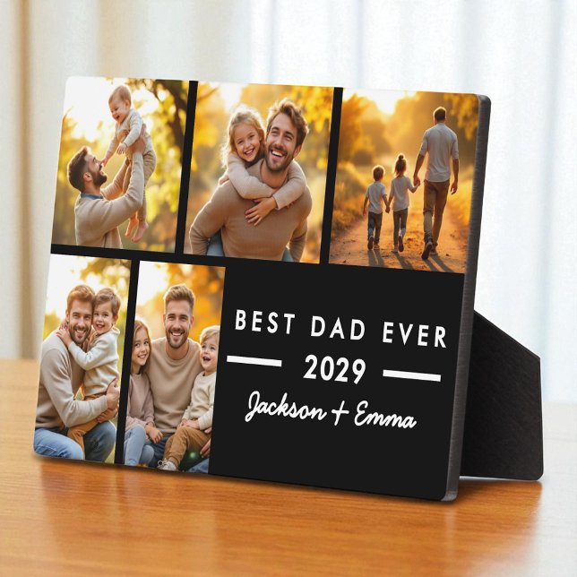 Best Dad Ever Black Father's Day Photo Collage Plaque (Creator Uploaded)