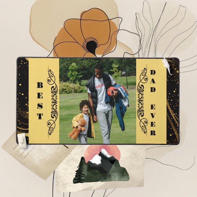 Best Dad Ever Black Leafy Gold Swirl Modern Script Desk Mat (Best Dad Ever Black Leafy Gold Swirl Modern Script Desk Mat)