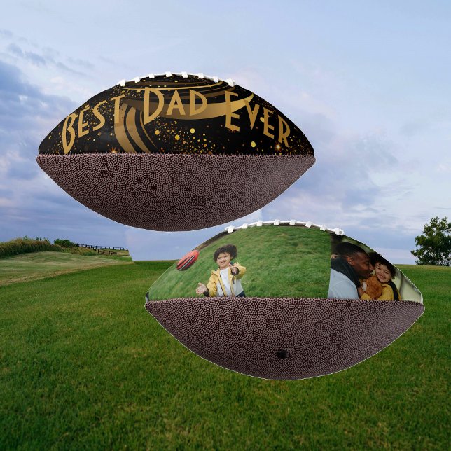 Best Dad Ever Black Leafy Gold Swirls 2 Photos Fun Football (Best Dad Ever Black Leafy Gold Swirls 2 Photos Fun Football)