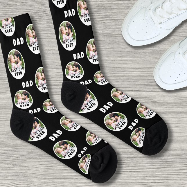 Best Dad Ever Black Photo Socks (Best Dad Ever Black Photo Socks)