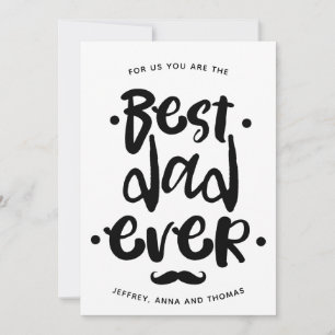 Best Dad Ever Black Script Moustache Father's Day Holiday Card