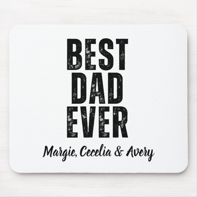 Best Dad Ever Black Script Personalised Name Gift Mouse Pad (Front)