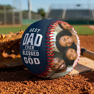 Best Dad Ever Blessed by God Personalised Photo Baseball