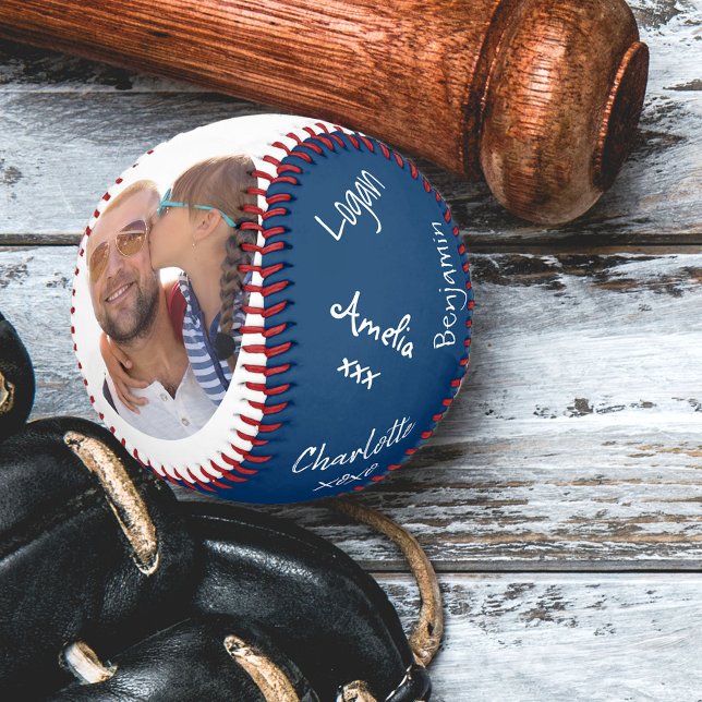 Best Dad Ever Blue 2 Photo Signed Baseball (Creator Uploaded)