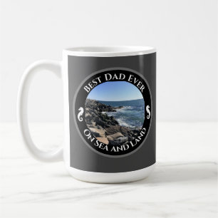 Best Dad Ever Blue Atlantic Ocean Rocky Seashore Coffee Mug