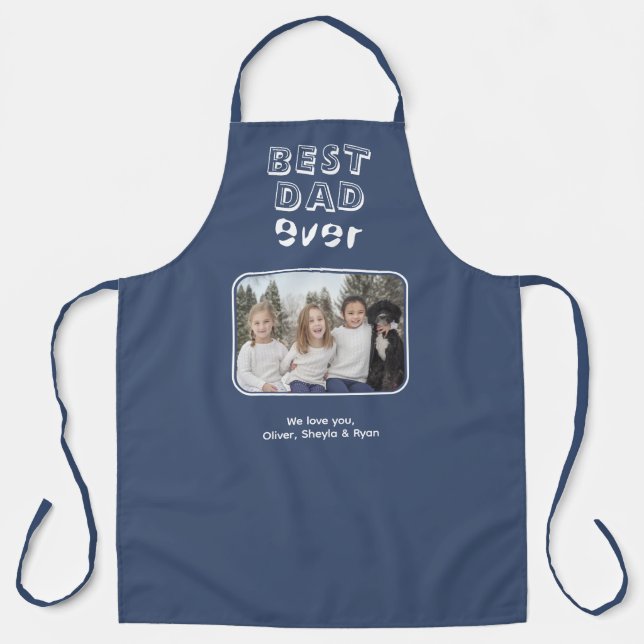 Best Dad Ever Blue Custom Photo Keepsake Apron (Front)