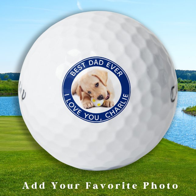 Best Dad Ever Blue Dog Photo Golf Balls (Creator Uploaded)