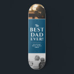 Best Dad Ever Blue Father`s Day 2 Photo Collage Skateboard<br><div class="desc">Modern Best Dad Ever Blue Father`s Day 2 Photo Collage skateboard with names. Trendy white typography is on a dark blue background. Add 2 favourite photos and your names in the sweet message. This modern custom skateboard is a perfect gift for a dad or a new dad on Father`s Day,...</div>