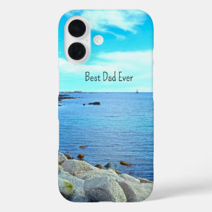Best Dad Ever Blue Ocean Photo Azure Sky iPhone 16 Case