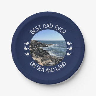 Best Dad Ever Blue Ocean Photo Paper Plate