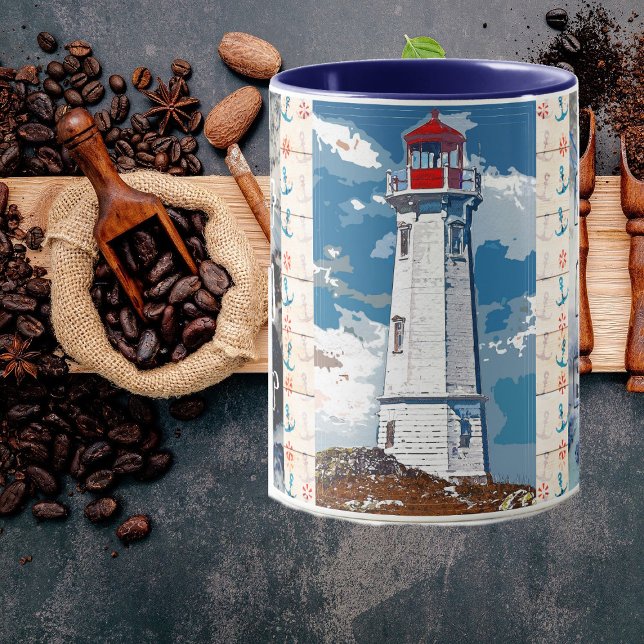 Best Dad Ever Blue Ocean Waves Lighthouse Mug (Creator Uploaded)