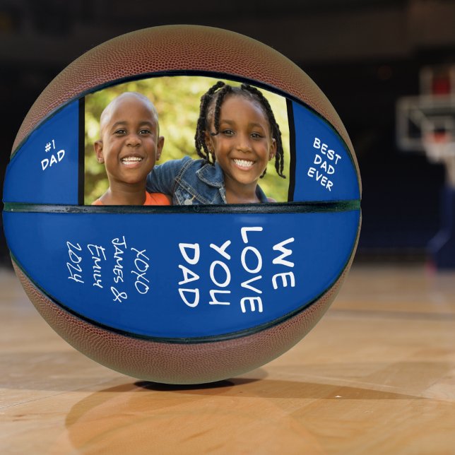 Best Dad Ever Blue Photo Basketball (Creator Uploaded)