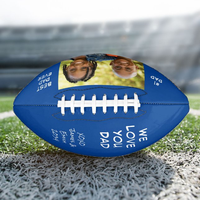 Best Dad Ever Blue Photo Football (Creator Uploaded)