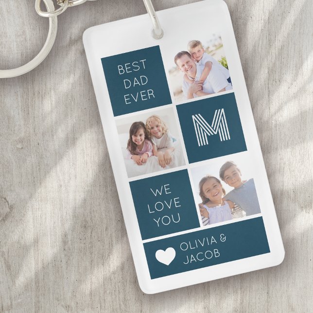 Best Dad Ever Blue Photos Father's Day Key Ring (Creator Uploaded)