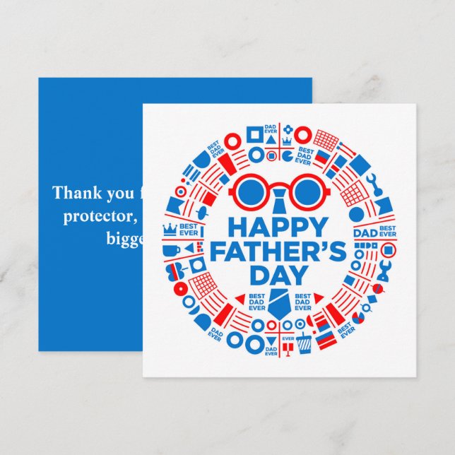 Best Dad Ever Blue Red Graphic Gift for Dad Holiday Card (Front/Back)