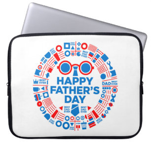 Best Dad Ever Blue Red Graphic Gift for Dad Laptop Sleeve