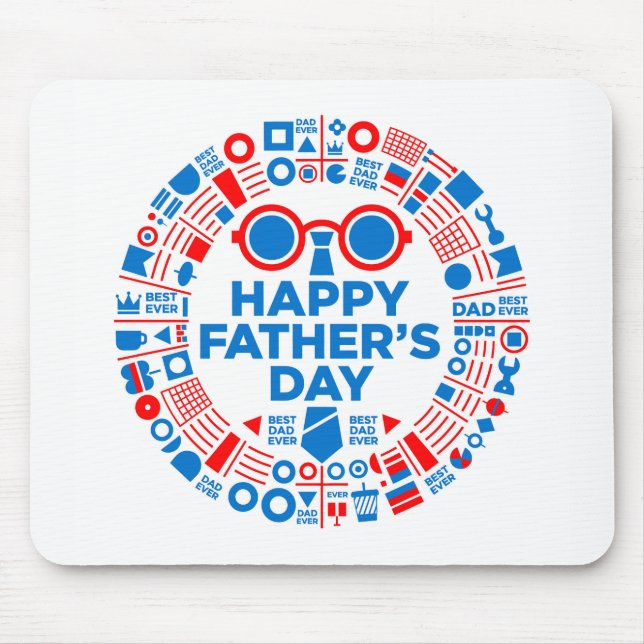 Best Dad Ever Blue Red Graphic Gift for Dad Mouse Pad (Front)