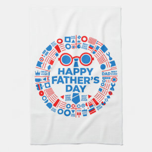 Best Dad Ever Blue Red Graphic Gift for Dad Tea Towel