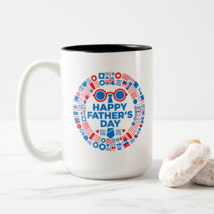 Best Dad Ever Blue Red Graphic Gift for Dad Two-Tone Coffee Mug