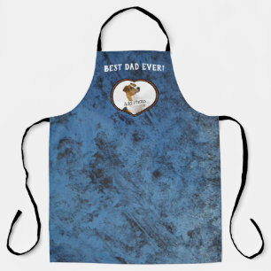 Best Dad Ever, Blue Solid colour Photo rusted meta Apron