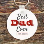 Best Dad Ever Bold Red Typography Modern Graphic Key Ring<br><div class="desc">“Best Dad Ever.” Let Dad know what you really think of him. Cool, modern dark gray and red typography overlay a white background. Customize with the year he became a Dad for the perfect, personalized keepsake keychain he’ll use every day. This keychain comes in small and large sizes, as well...</div>