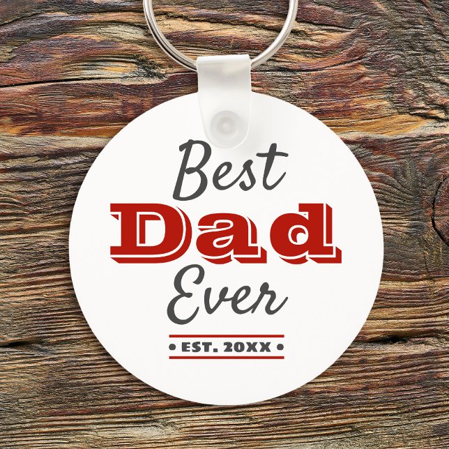 Best Dad Ever Bold Red Typography Modern Graphic Key Ring (Creator Uploaded)