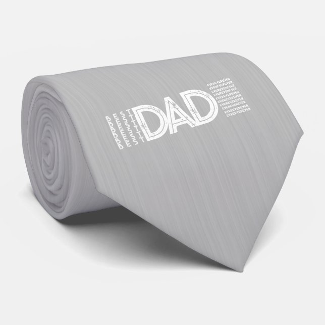 Best Dad Ever Bold Typography Grey Tie (Rolled)