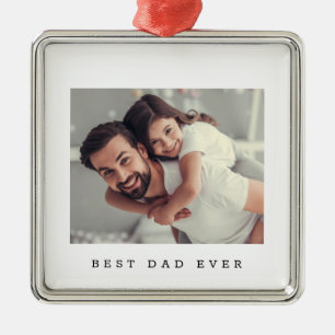 Best Dad Ever Both side Photo Simple Metal Ornament