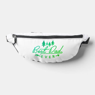 Best Dad Ever Bright Green Typography with Trees Bum Bags