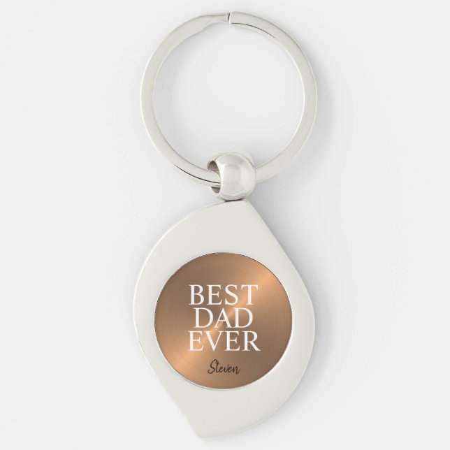 Best Dad Ever Bronze Metallic Personalised Key Ring (Front)