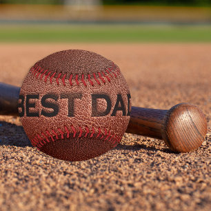 Best dad ever brown leather stamp Father's Day Baseball
