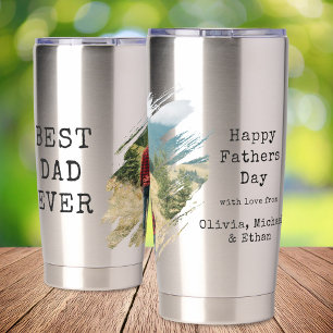 Best Dad Ever Brush Stroke Photo Insulated Tumbler