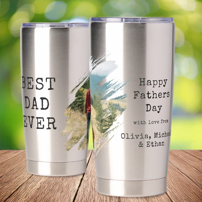 Best Dad Ever Brush Stroke Photo Insulated Tumbler (Creator Uploaded)