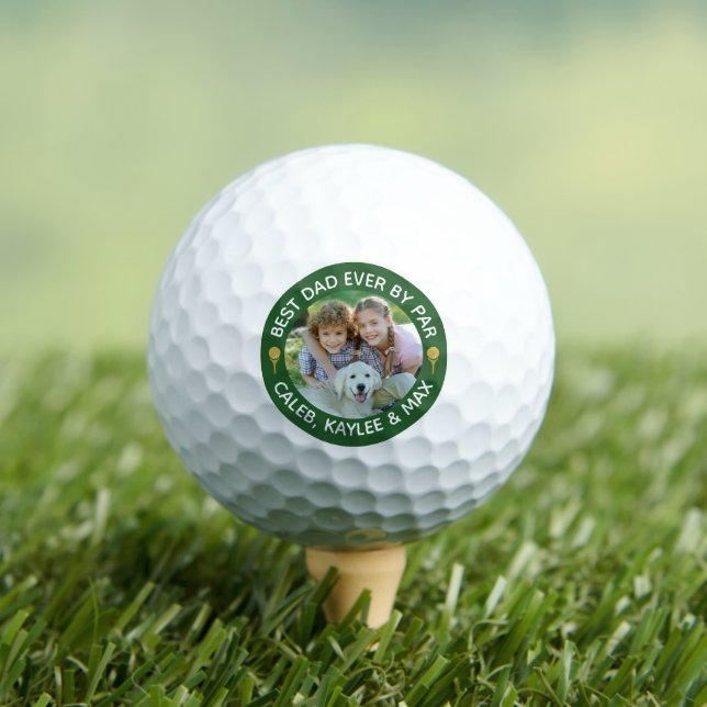 BEST DAD EVER BY PAR Photo Golfer Green Golf Balls (Insitu Tee)