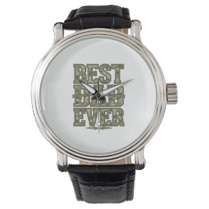 Best Dad Ever Camo Vintage Engraving Design_1 Watch
