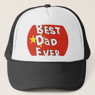 Best Dad Ever China Flag Trucker Hat